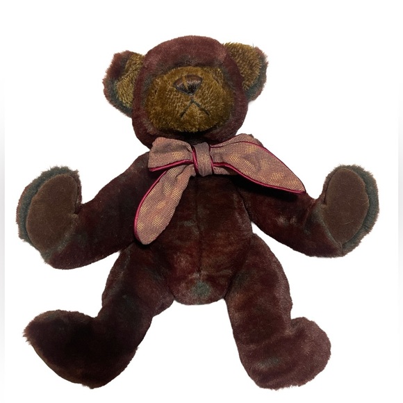 Color RICH Plush Collector Teddy Bear with Bow and Brown eyes SO Cute! - Picture 12 of 12